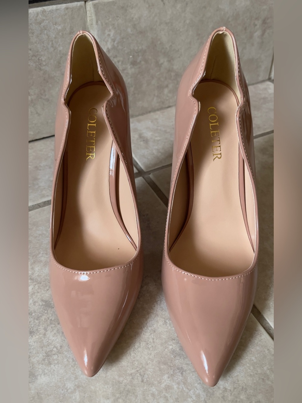 Jessica London Blush Patent Pointed-Toe Pumps